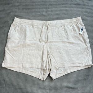 New Old Navy Linen Blend Shorts 3X Plus Womens Feather Beige Pull On